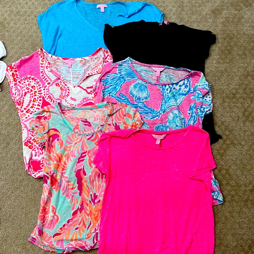 Lot of 6 Lilly Pulitzer Linen Blend T-shirts XS